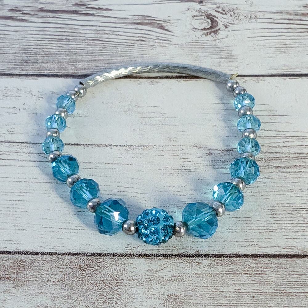 Small Stretch Bracelet Blue & Silver Tone